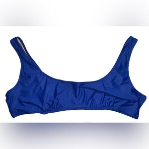 J Crew Heritage Scoop‎ Neck Bikini Top Plus Size 2X Blue Retro Swim Beach New